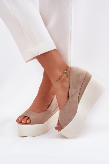 Damen-Sandalen auf doppelter Plattform in Sand Felyra