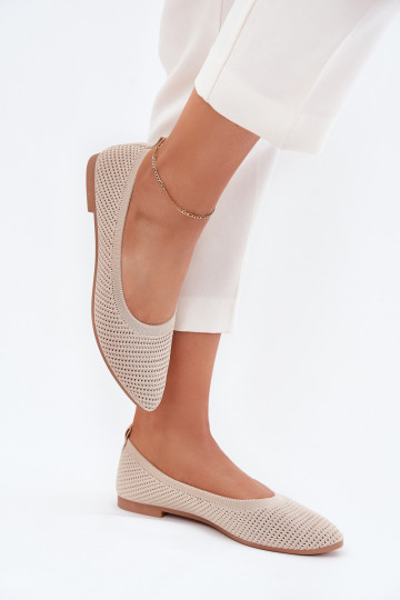 Netz Ballerinas aus Stoff Feminin Beige Sarina