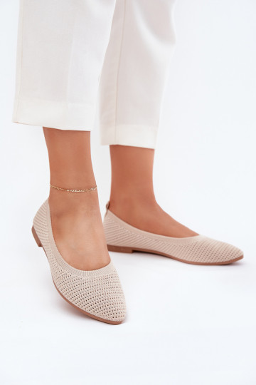 Netz Ballerinas aus Stoff Feminin Beige Sarina 2
