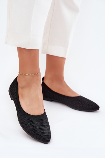 Netz Ballerinas aus Stoff Feminin schZuarze Farbe Sarina 2