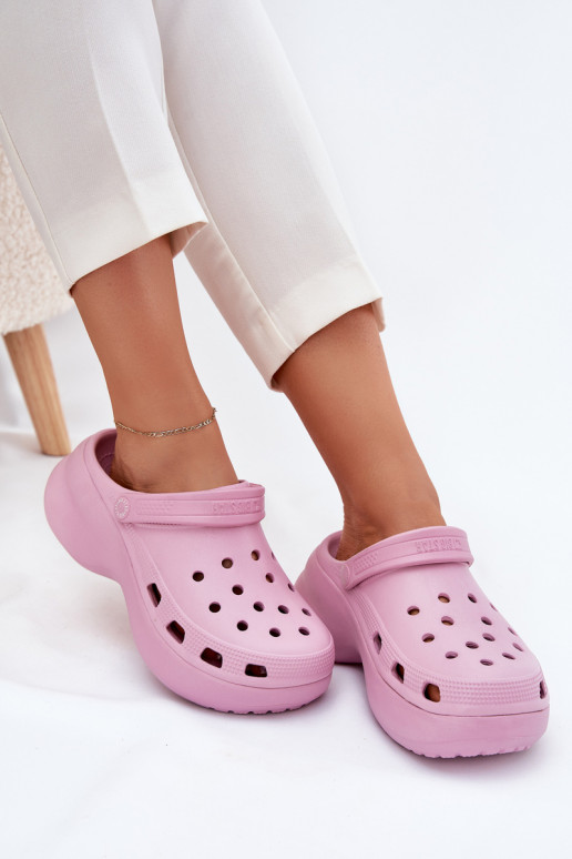 Leichte Hausschuhe Damenhausschuhe mit modischer Es mussssivsohle Big Star RR274A120 pinke Farbe