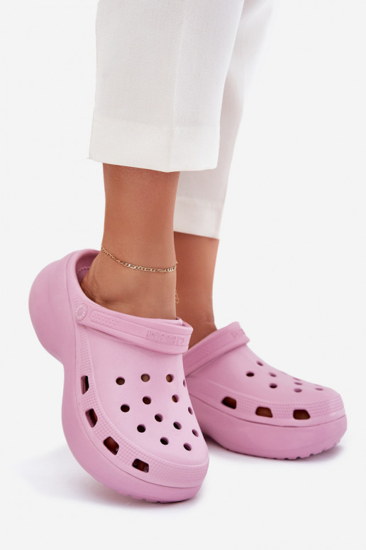 Leichte Hausschuhe Damenhausschuhe mit modischer Es mussssivsohle Big Star RR274A120 pinke Farbe