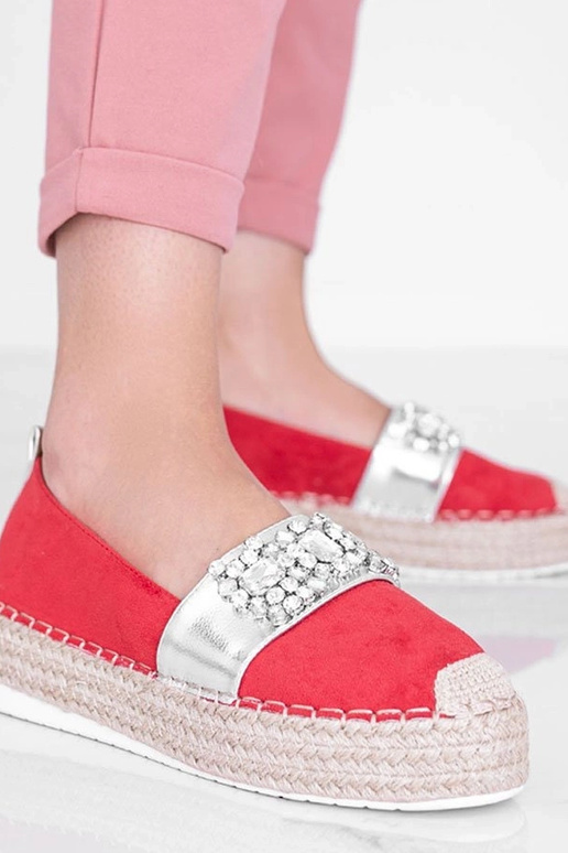 Rote Espadrilles mit Steinchen, „Cher"