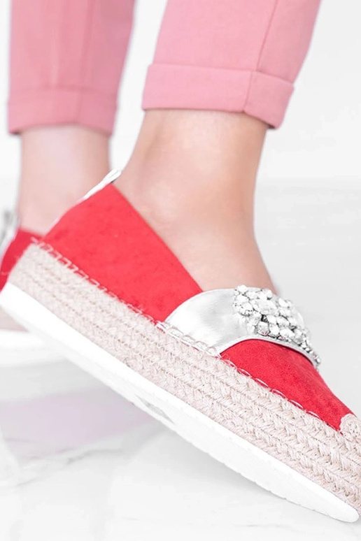 Rote Espadrilles mit Steinchen, „Cher"