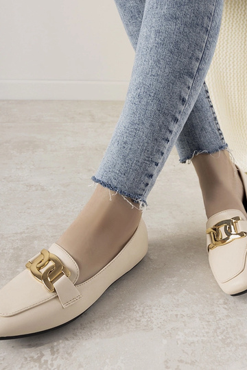 Beige Loafer mit goldener...