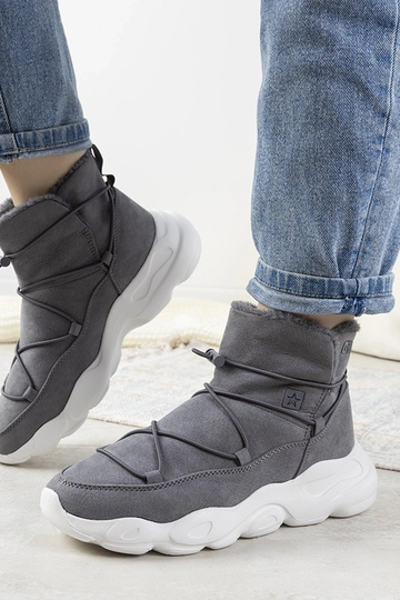 Graue stilvolle Damenwinterstiefel, „Big Star" 2