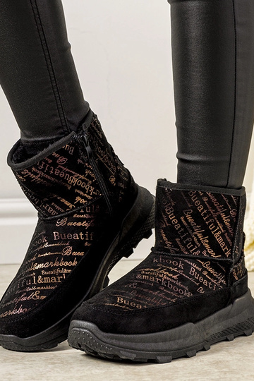 Crescent Damen Schneestiefel in Schwarz und Gold