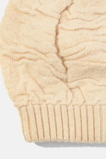 Beige Damenmütze mit Pompon... 2