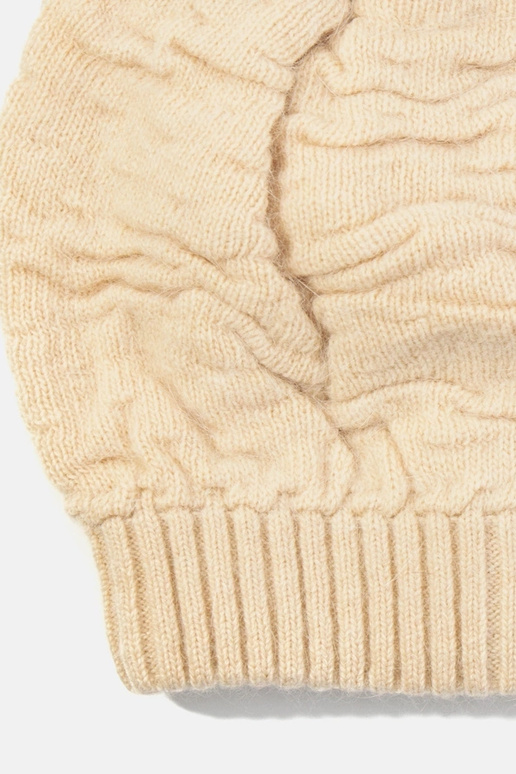 Beige Damenmütze mit Pompon Isis