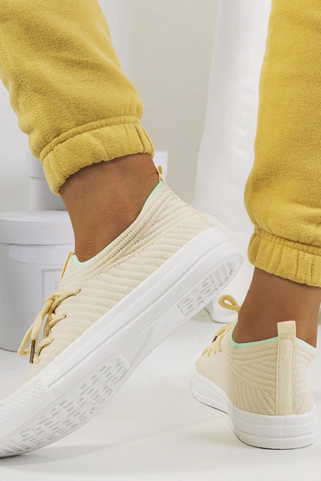 Beige Damen-Schnürsneakers,... 2