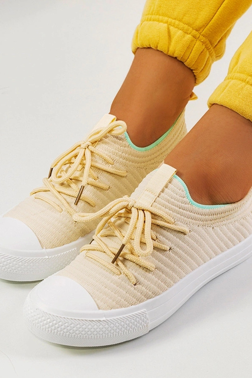 Beige Damen-Schnürsneakers, leichtes... Beige Damen-Schnürsneakers, leichtes...