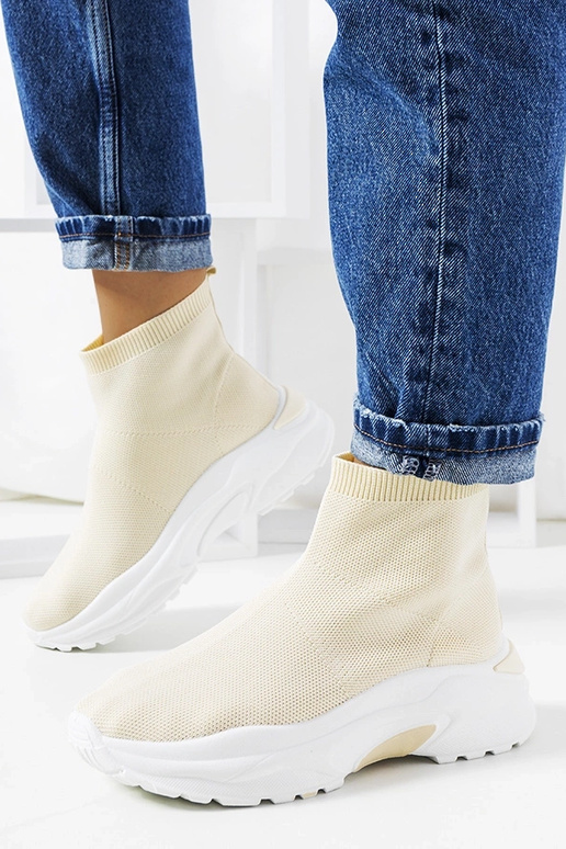 Sandfarbene hohe Sportschuhe, „Melissa"