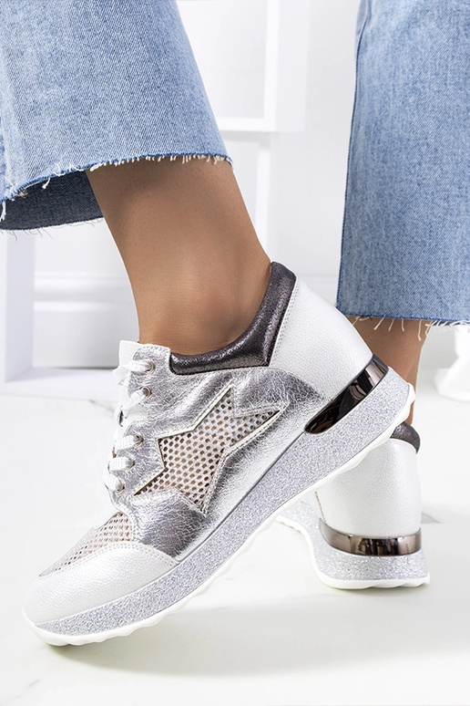 Weiße Metallic-Schnürsneaker Torres... Weiße Metallic-Schnürsneaker Torres...