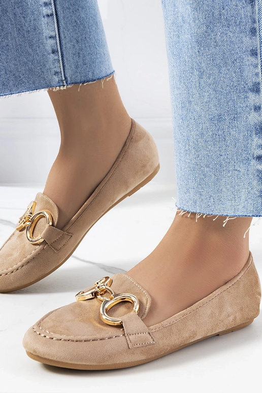 Beige Mokassins mit Castor-Schnalle