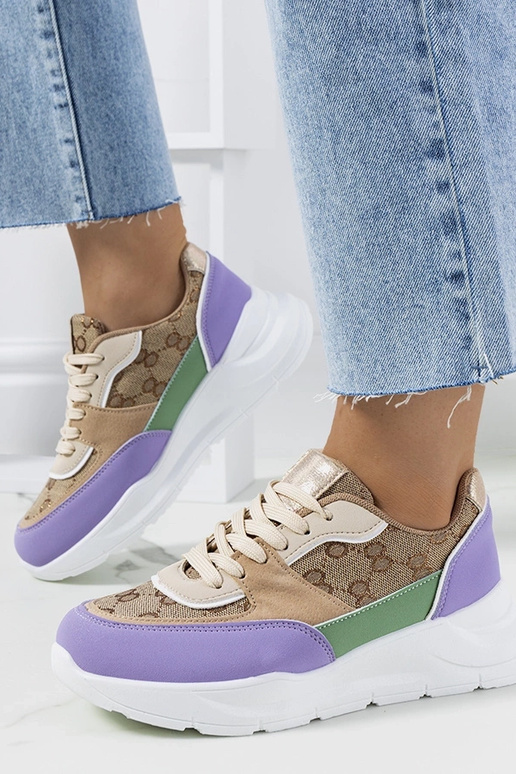 Beige und lila Elyne Damen-Sneaker Beige und lila Elyne Damen-Sneaker