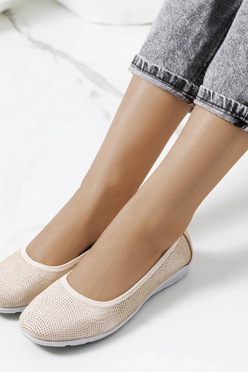 Beige Ballerinas aus Leder...