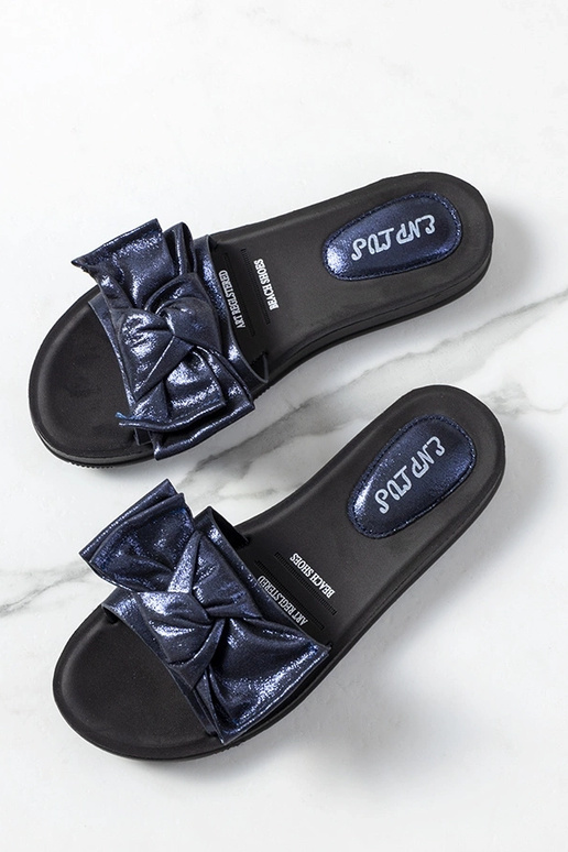 Marineblaue Flip-Flops mit glänzender...