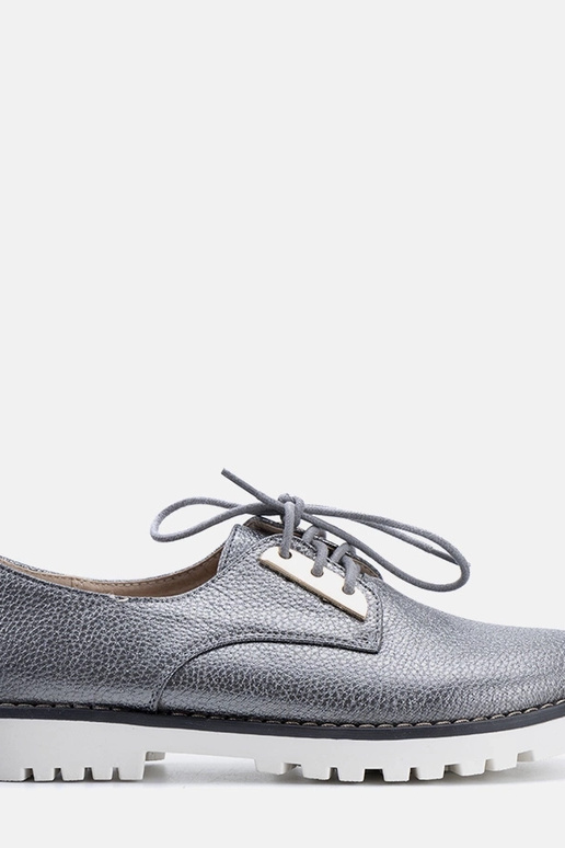 Grau glänzende Kinderschuhe Runa Grau glänzende Kinderschuhe Runa