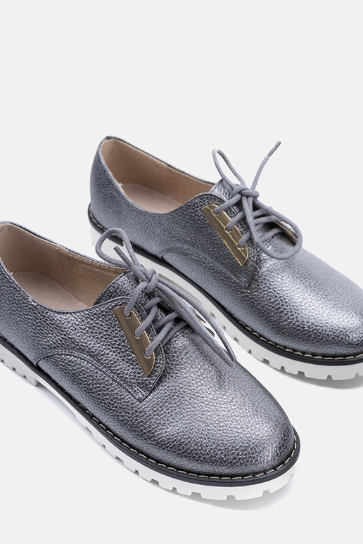 Grau glänzende Kinderschuhe Runa Grau glänzende Kinderschuhe Runa