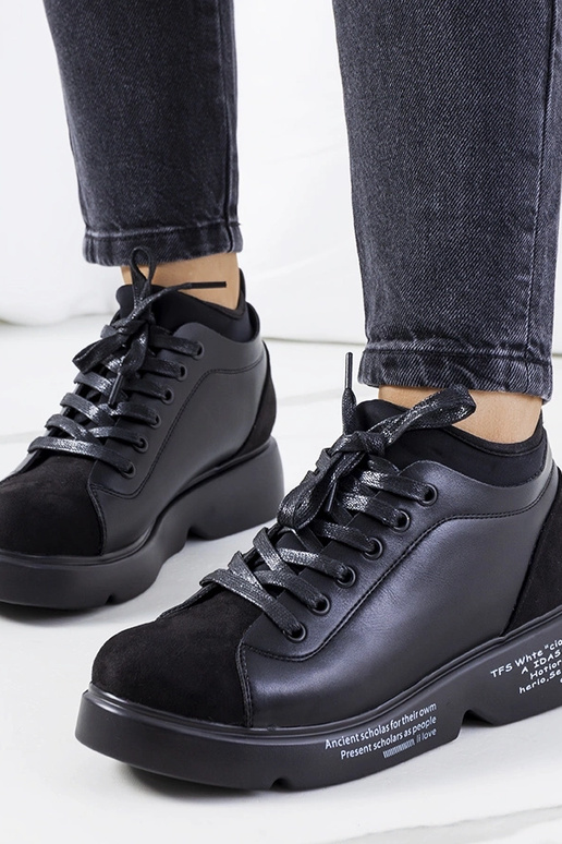 Schwarze Sneakers mit hoher Sohle Ambly