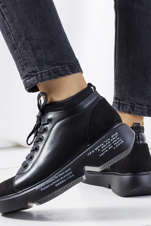 Schwarze Sneakers mit hoher Sohle Ambly