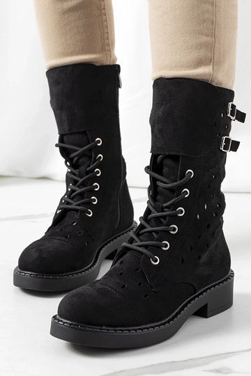 Schwarze Stiefeletten „Barkly“ mit Lochmuster
