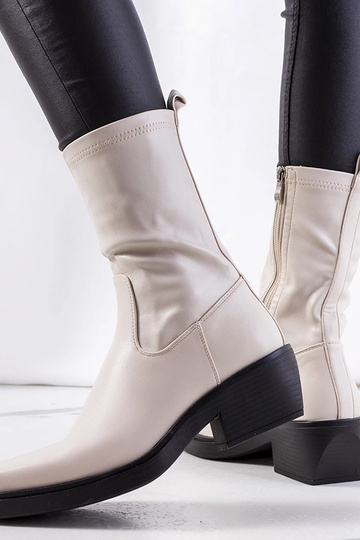Beige Stiefeletten mit...