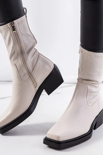 Beige Stiefeletten mit... 2