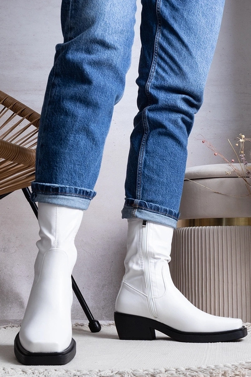 Weiße Stiefel mit Absatz, „Marisa"