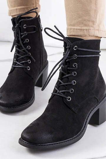 Schwarze Sanlow-Stiefeletten aus Wildleder mit Schnürung