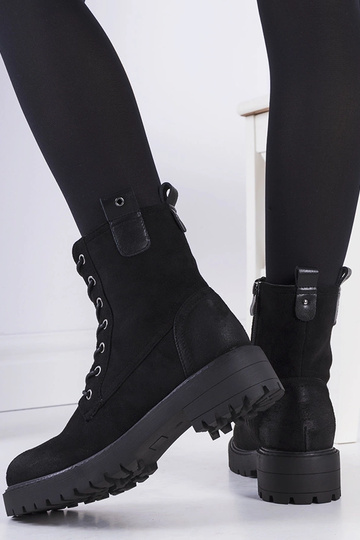 Schwarze Wellspring Kunstvelours-Stiefel 2