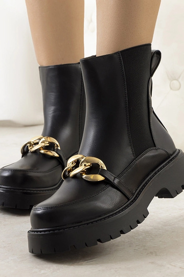 Schwarze Stiefeletten mit hoher Sohle Pesa