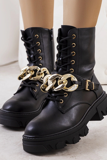 Schwarze Laboy-Stiefeletten mit Kette