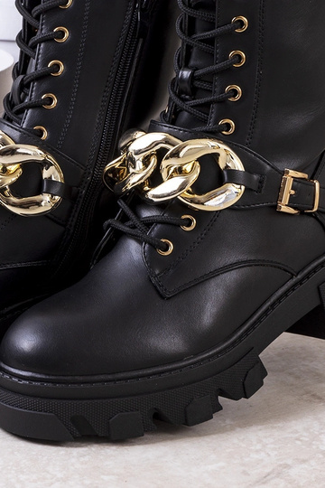 Schwarze Laboy-Stiefeletten mit Kette 2