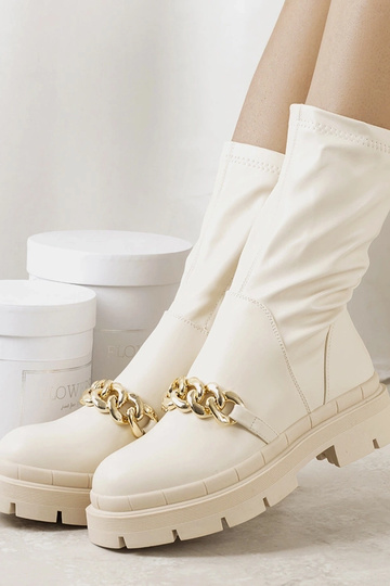 Beige Stiefeletten mit...