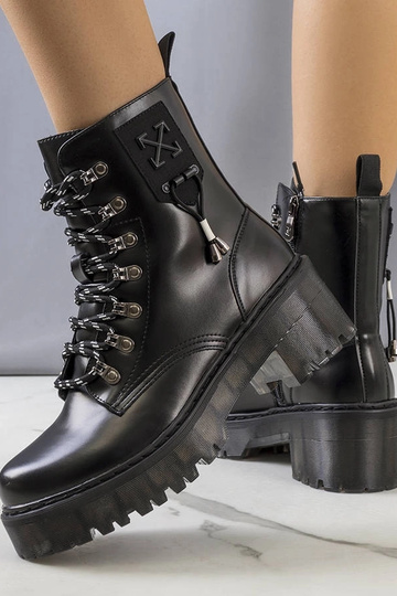Schwarze Stiefeletten mit Zierschnürung Laverda 2