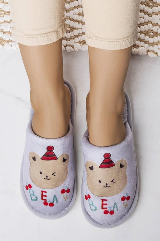 Graue weiche Bären-Hausschuhe