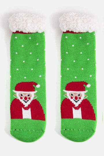 Grüne Winterstrümpfe mit Weihnachtsmann, „Challi"