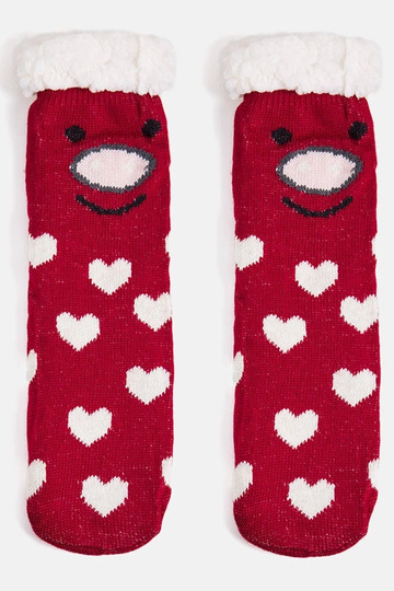Rote Socken mit Schaffell Lotis