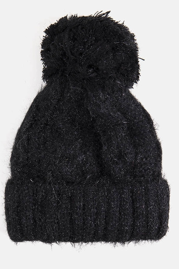 Karloti Schwarze Bommelmütze