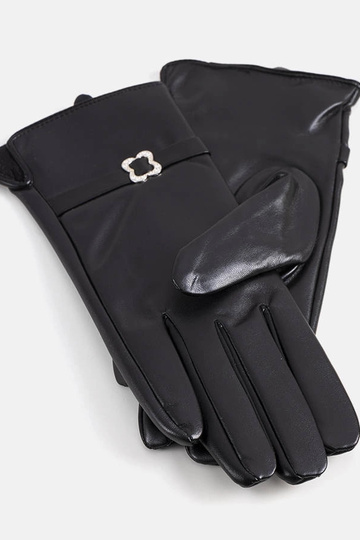 Schwarze isolierte Handschuhe mit Clouti-Schnalle 2