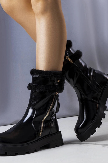 Schwarze Winterstiefeletten, „Lensil"