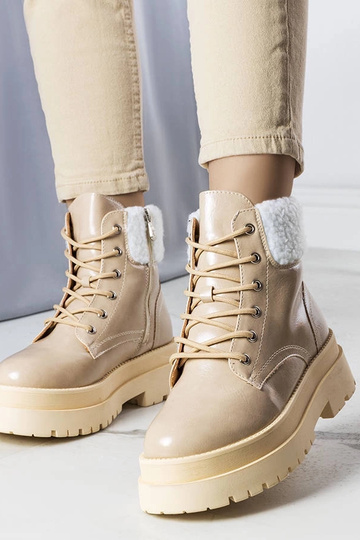 Beige Winterstiefel mit...