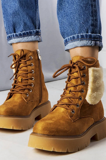 Braune Winterstiefel mit Fell, „Bernar"