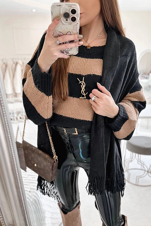 Schwarzer Fransenschal June