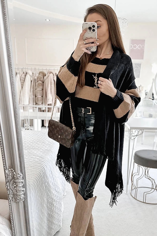 Schwarzer Fransenschal June