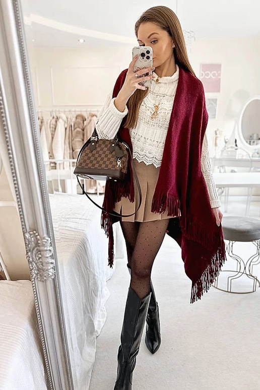 Burgunderroter Fransenschal June