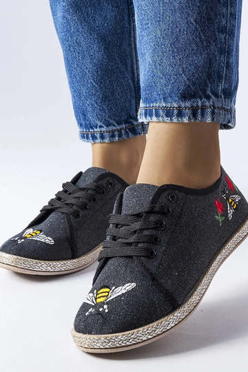 Schwarze Glitzer-Espadrilles „Malia“