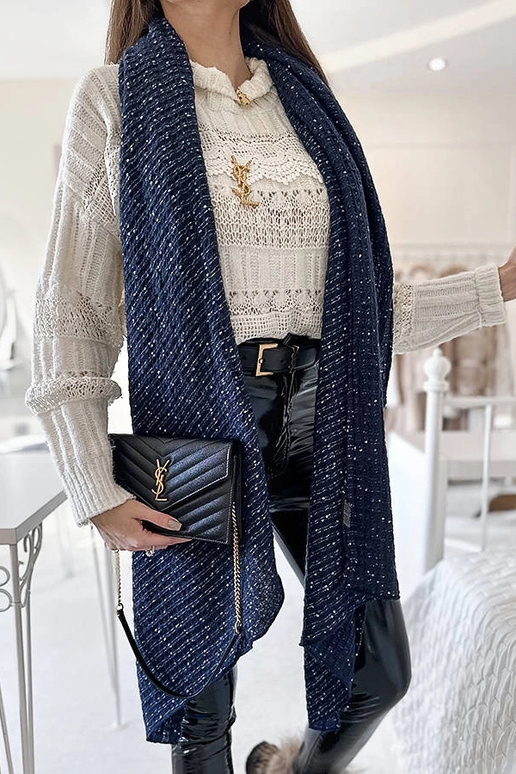 Khalil – marineblauer Schal mit Punkten