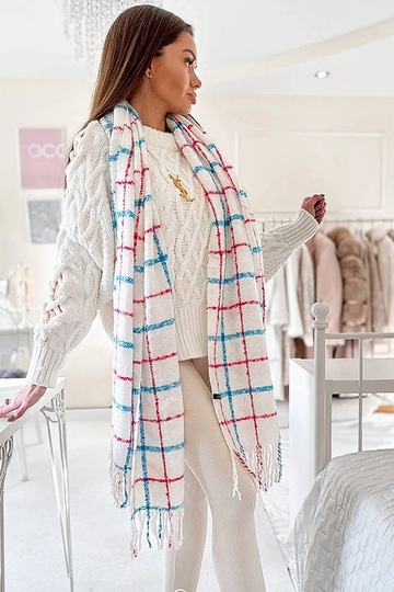 Rachael Weißer karierter Schal